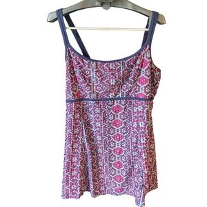 Mazu Swim Swimwear Dress‎ One Piece Pink Multicolor Size 24 W Adjustable Straps